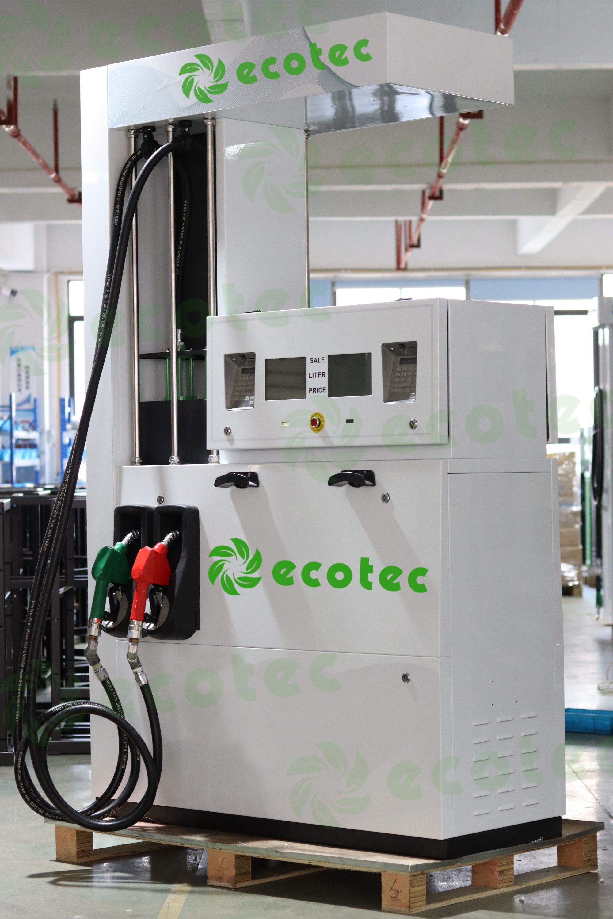 Подвійний паливний насос Ecotec, чотири витратоміри, чотири насадки, чотири дисплеї, чотири клавіатури, дозатор палива 380 В для продажу