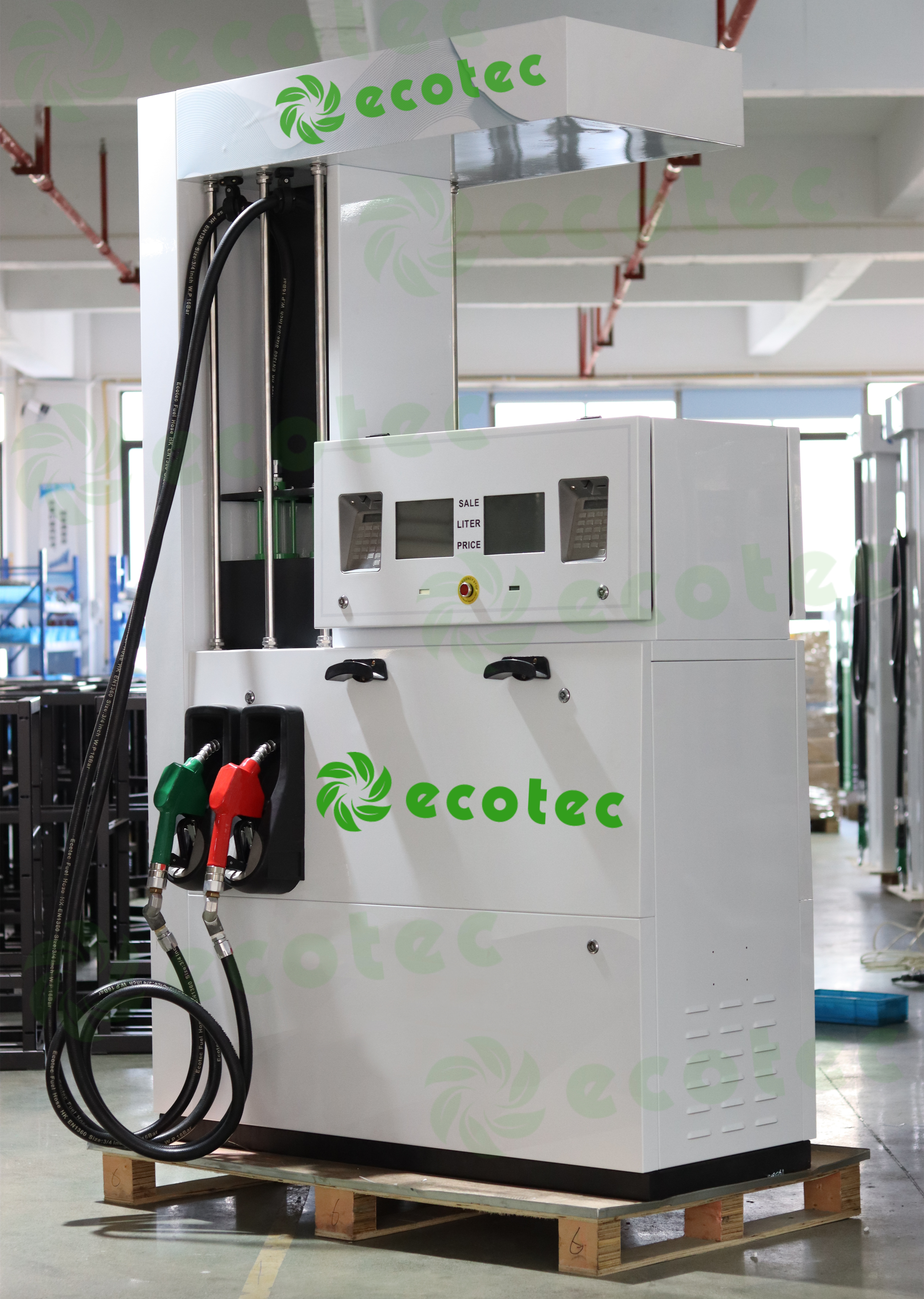 Подвійний паливний насос Ecotec, чотири витратоміри, чотири насадки, чотири дисплеї, чотири клавіатури, дозатор палива 380 В для продажу