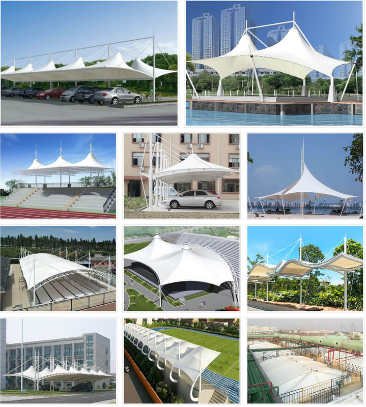 200-500㎡ Rainproof Fireproof Flame Retardant Gas Station Membrane Structure Canopy na may Pagkakabit at Transportasyon