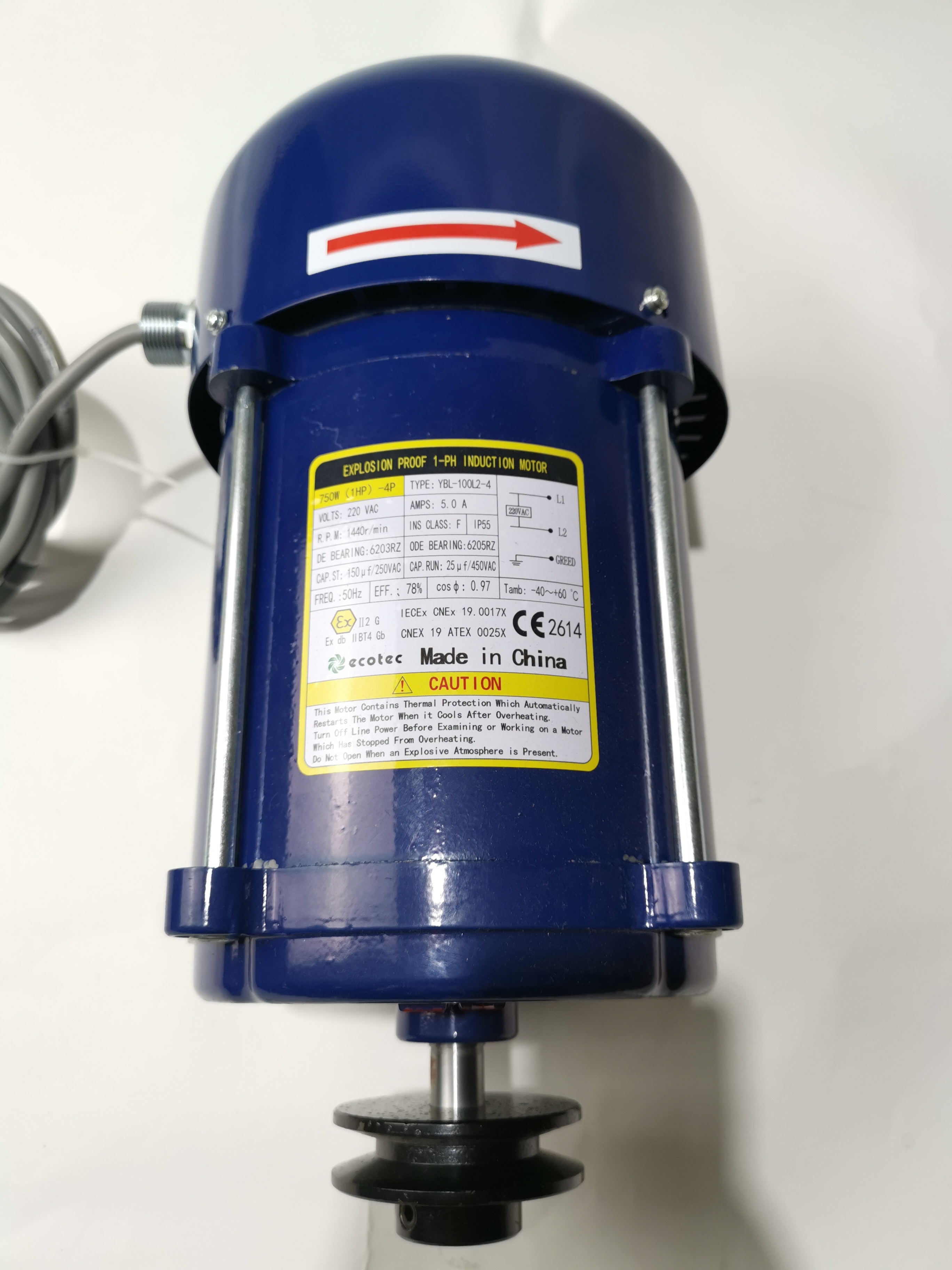 Jednof&aacute;zov&yacute; motor Ecotec ATEX pre d&aacute;vkovač paliva (YN Blue)