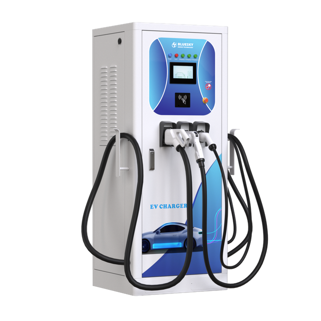 Τρία πιστόλια 60KW CCS2 60KW Chademo 43KW AC τύπου 2 επίπεδο 3 EV Charging Station DC φορτιστής με πληρωμή POS